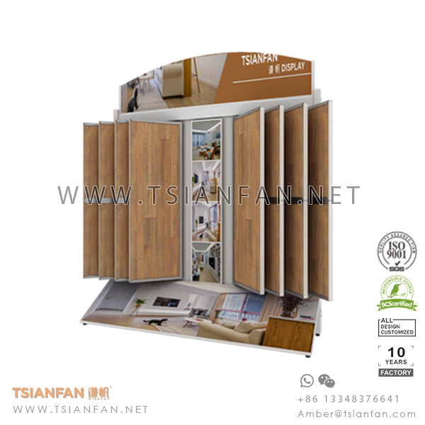 Wing Wood Floor Tile Display Rack for Exhibition