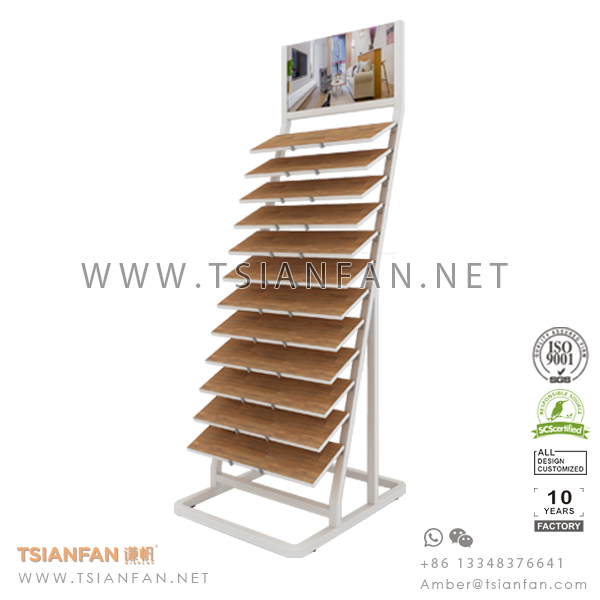 Waterfall Wood Flooring Tile Exhibition Display Tower