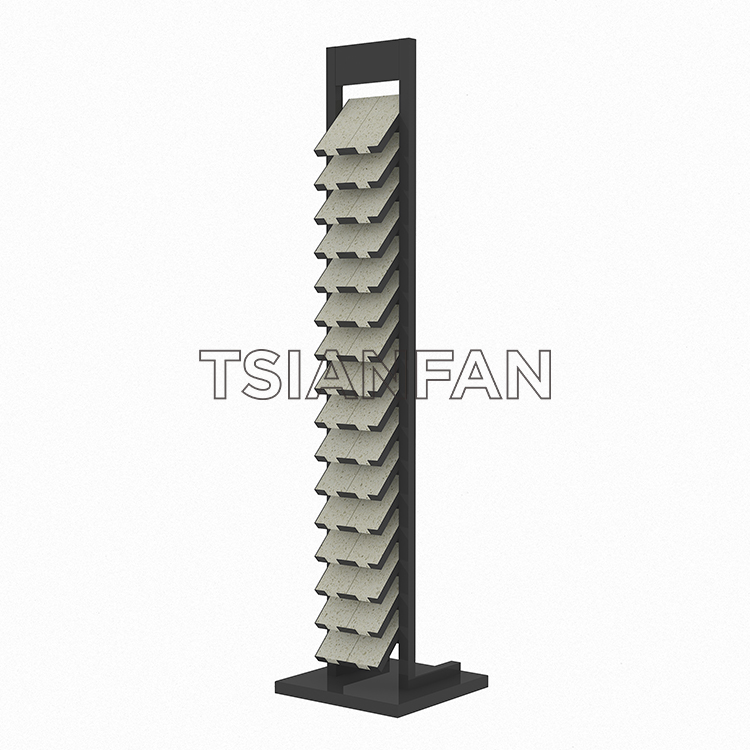 Fashionable Black Metal Quartz Stone Display Racks For Showroom Stone display