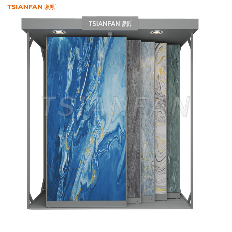 CT914-ceramic tiles showroom display stand sliding push-pull display rack