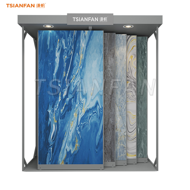 CT914-ceramic tiles showroom display stand sliding push-pull display rack