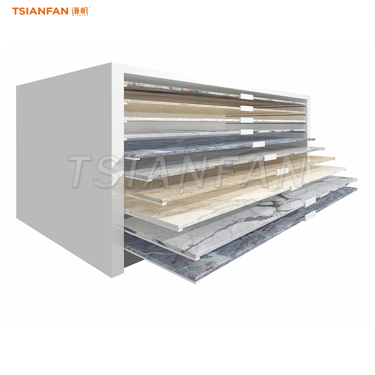 CC010-Large drawer cabinet tile display layout unit granite slate